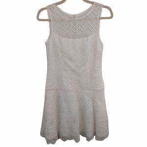 NWT White House Black Market White Lace Overlay Scoop Neck Dress Women's Size 6